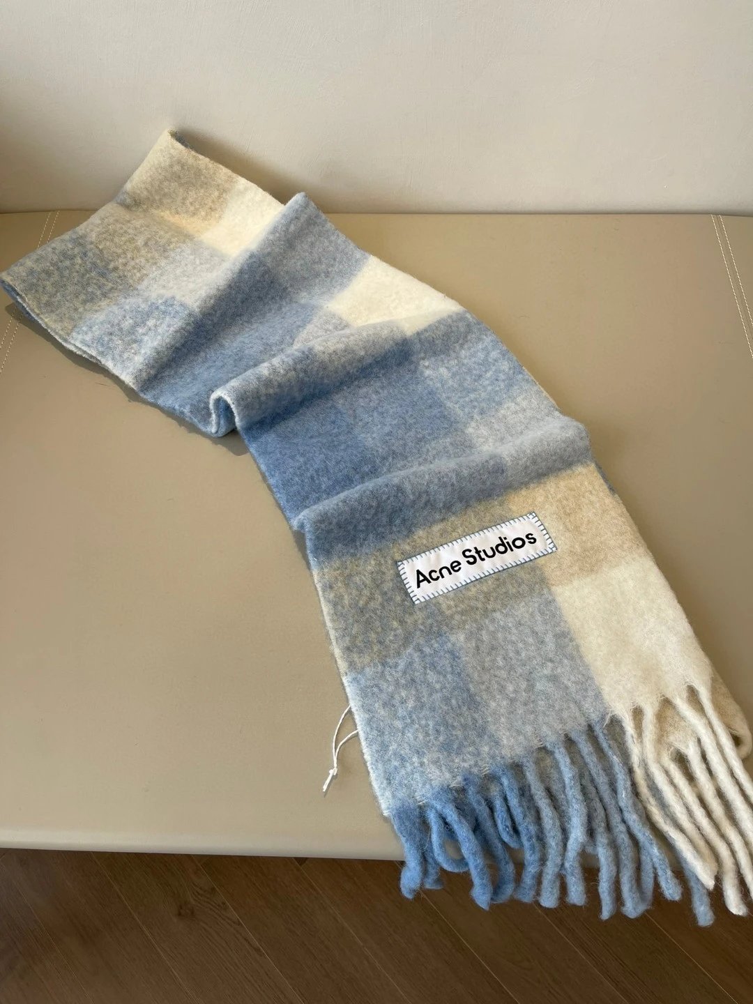 Acne Studios Checkered Wool Scarf Purple White - 21