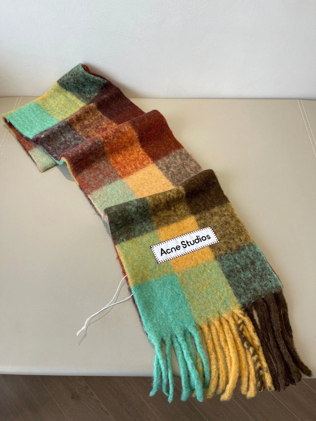 Acne Studios Checkered Wool Scarf Purple White - 18