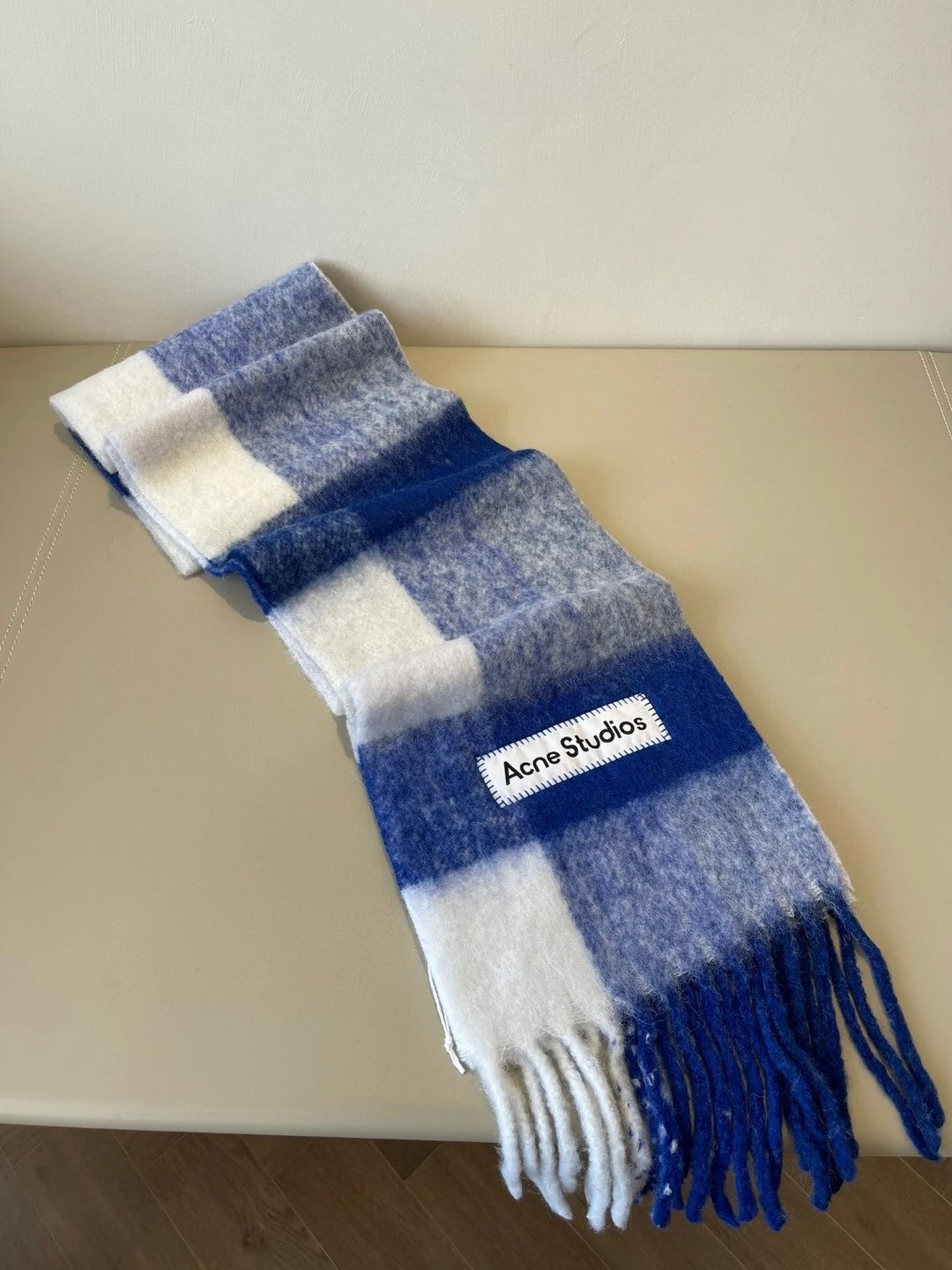 Acne Studios Checkered Wool Scarf Purple White - 26