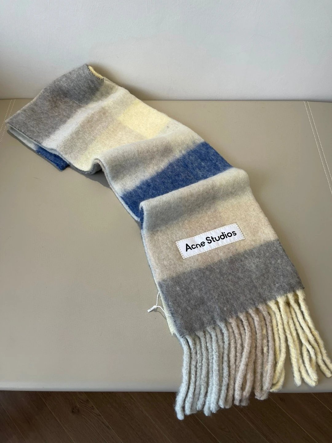Acne Studios Checkered Wool Scarf Purple White - 19