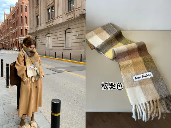 Acne Studios Checkered Cashmere Scarf板栗色 Scarf - 1