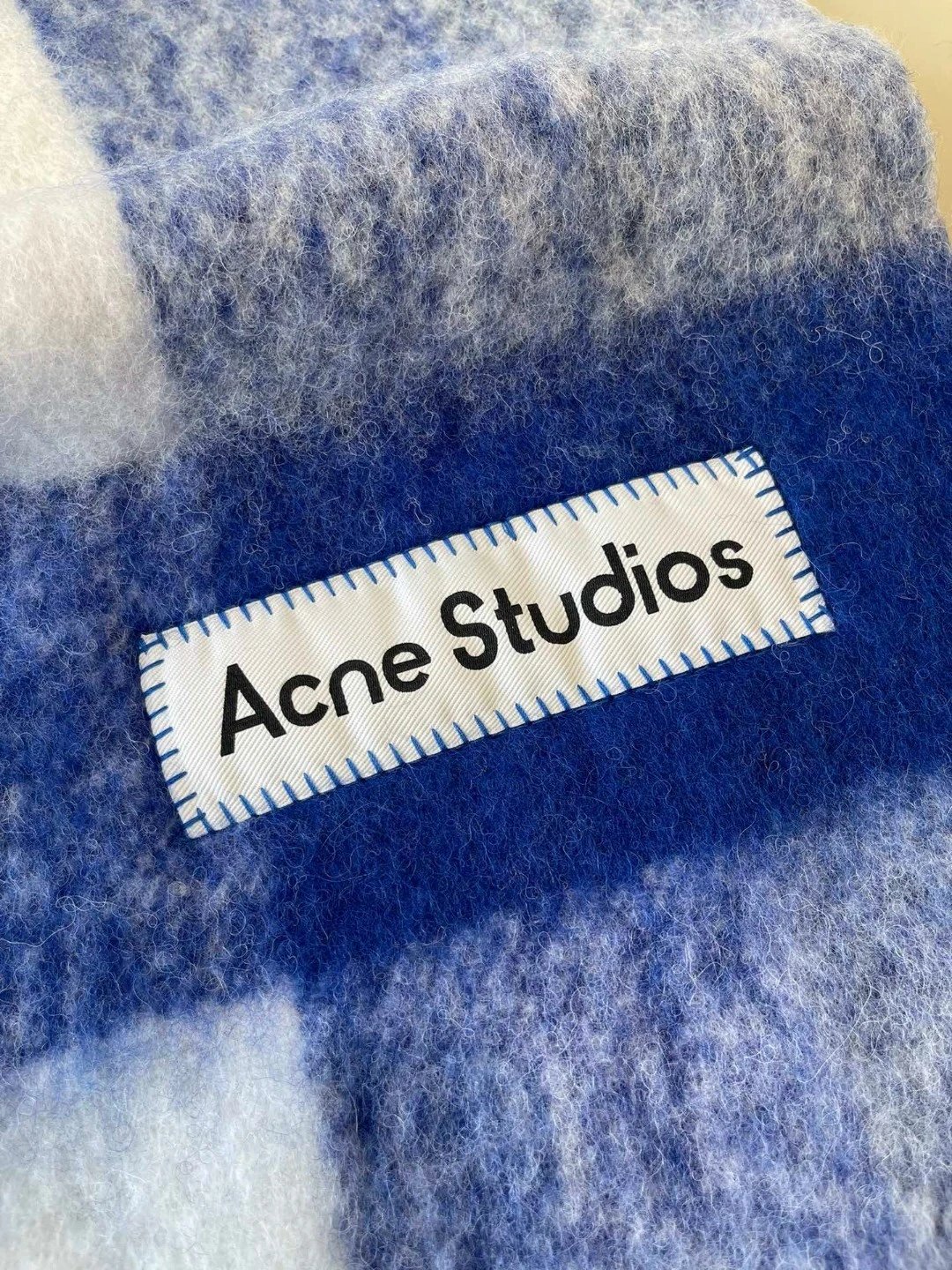 Acne Studios Checkered Wool Scarf Purple White - 24