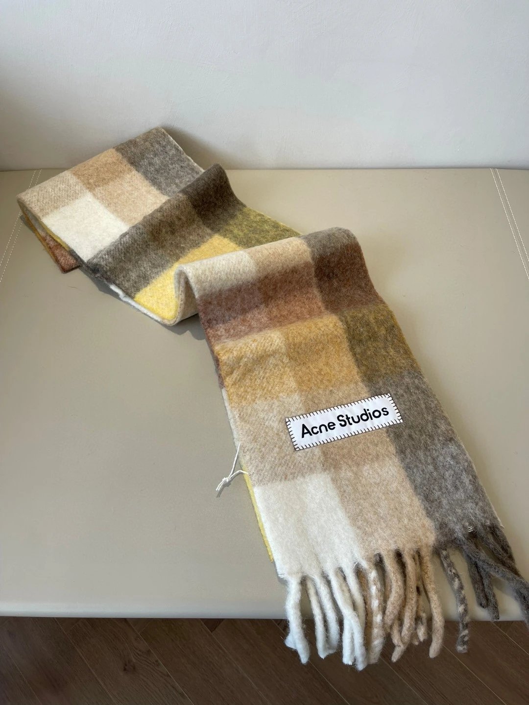 Acne Studios Checkered Wool Scarf Purple White - 23