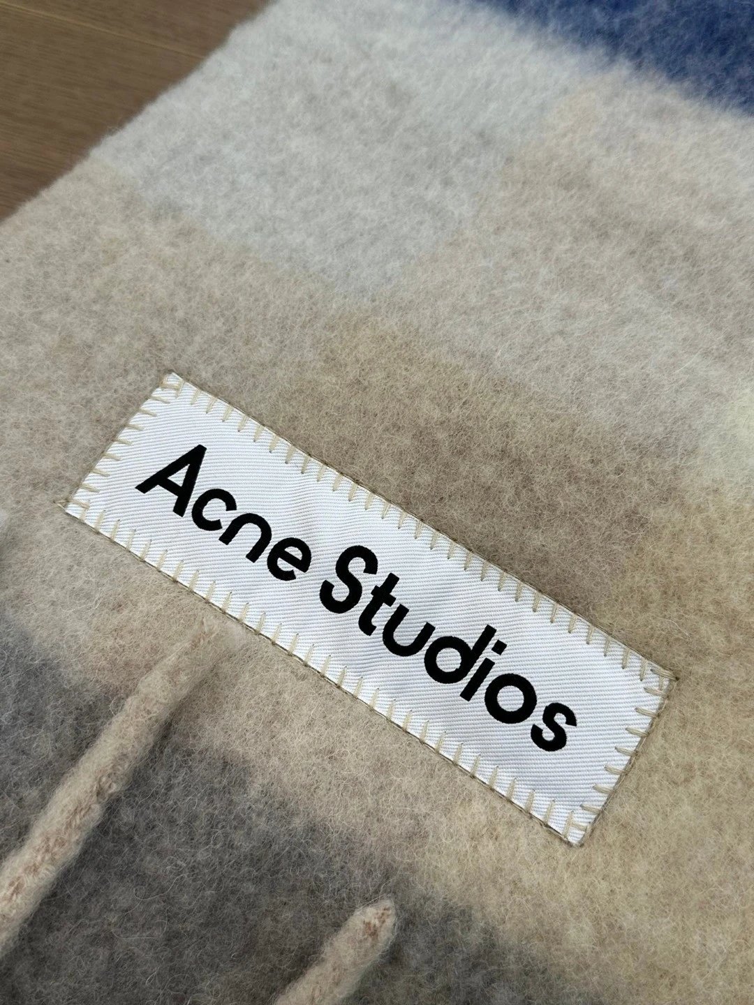 Acne Studios Checkered Wool Scarf Purple White - 4