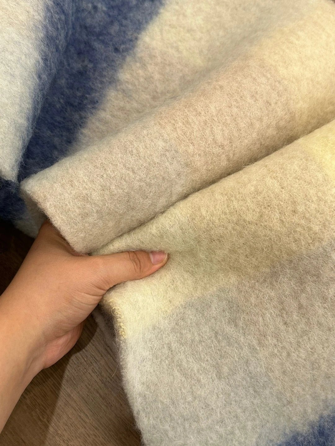 Acne Studios Checkered Wool Scarf Purple White - 15